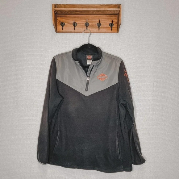 Harley‎ Davidson | Black Fleece 1/4 Zip Up Pullover - Picture 1 of 6